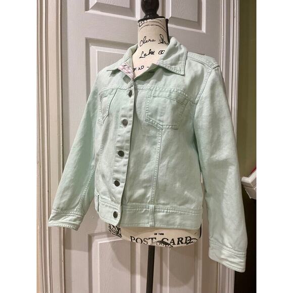 J.JILL DENIM JACKET MINT GREEN SIZE MEDIUM POCKETS VERSATILE AESTHETIC CORE - Picture 7 of 12